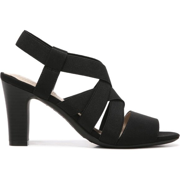 LifeStride Womens Black Nylon Open Rounded Toe Charlotte Heeled Sandal - Picture 3 of 9